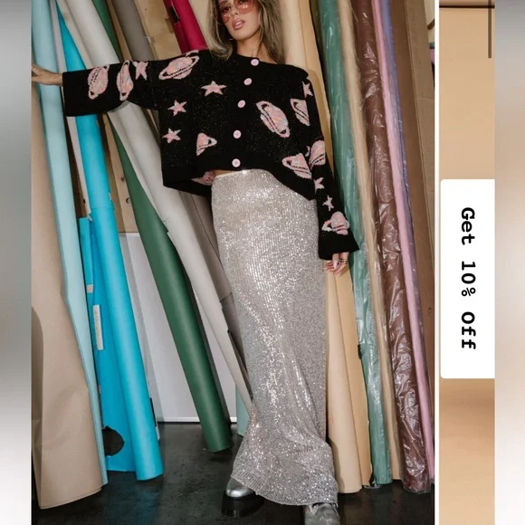 Dressed in LALA Saturn Sequin Skirt - Picture 1 of 9